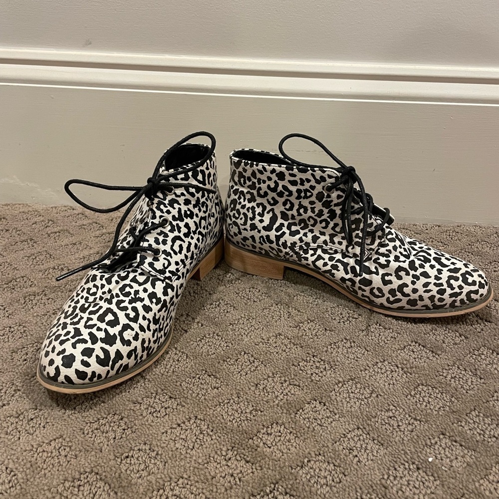 Black and White Leopard Print Booties.